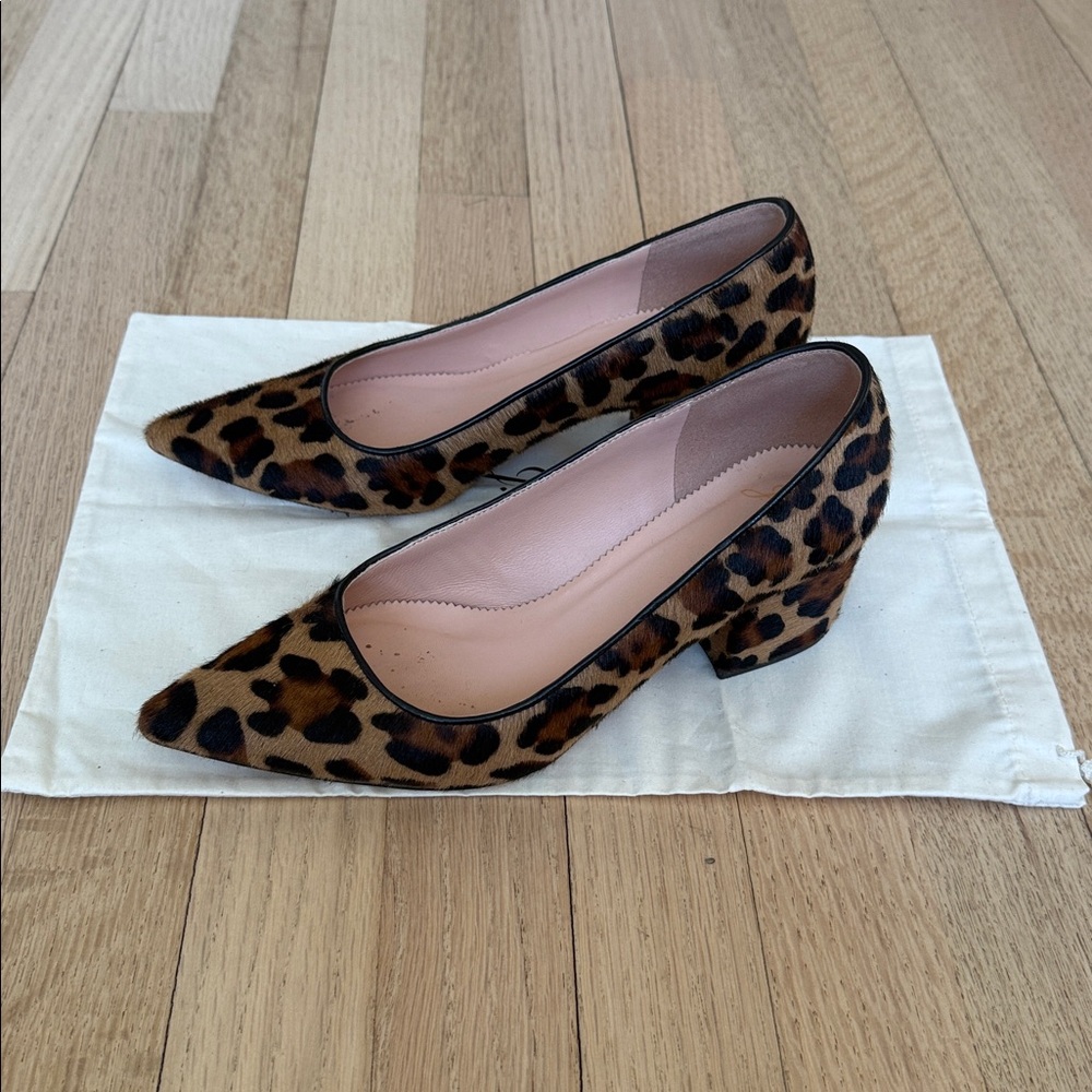 J. Crew Leopard-Hair Pointed Block Heel Pumps - Brown/Black - Picture 3 of 5